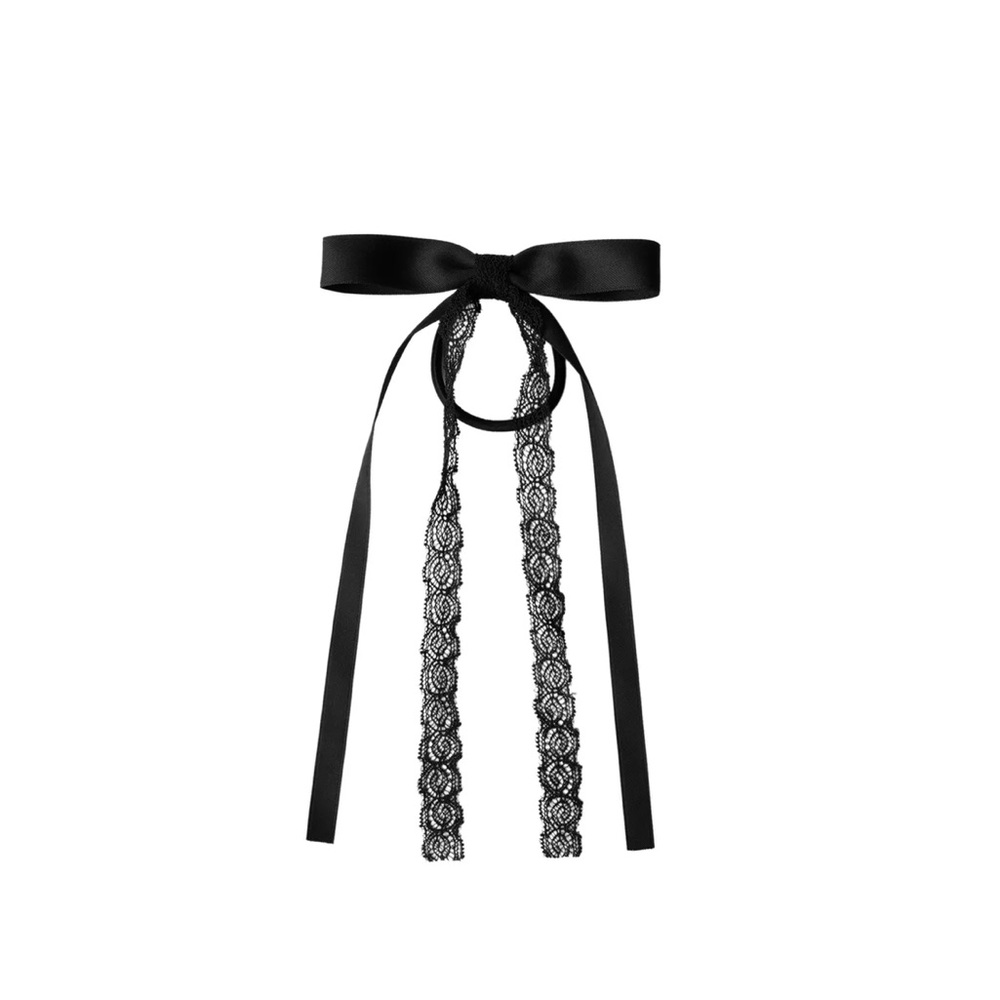 Black Lace & Satin Bow Neck Tie - Women Accessories zara